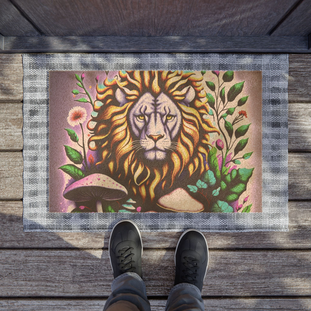 Lion Floral Doormat – Decorative Outdoor/Indoor Welcome Mat