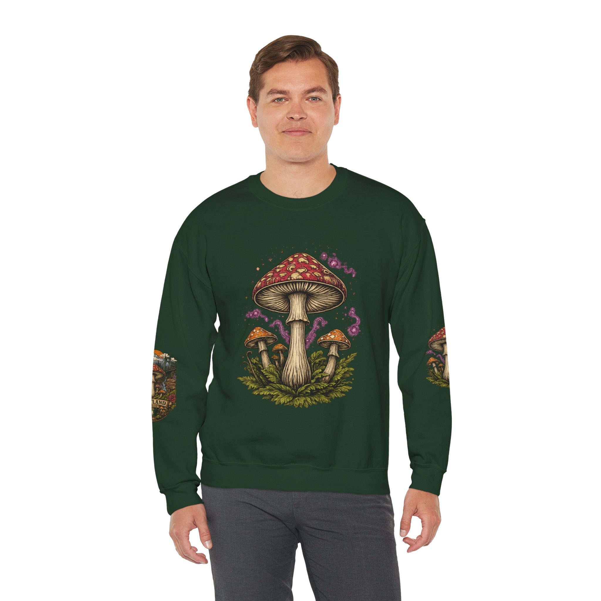 City: Portland Mushroom Crewneck Sweatshirt Vintage Psychedelic Fungi Graphic