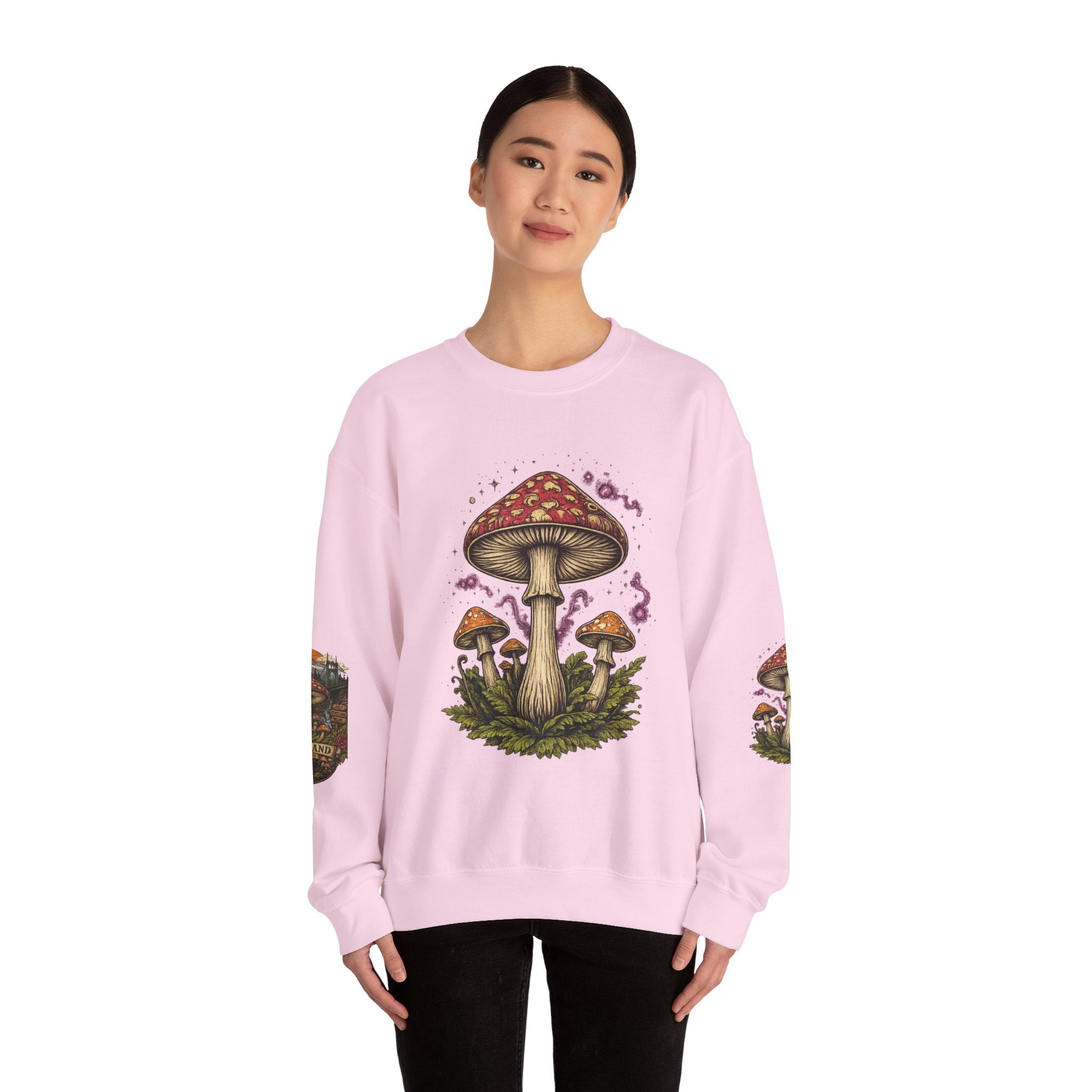 City: Portland Mushroom Crewneck Sweatshirt Vintage Psychedelic Fungi Graphic