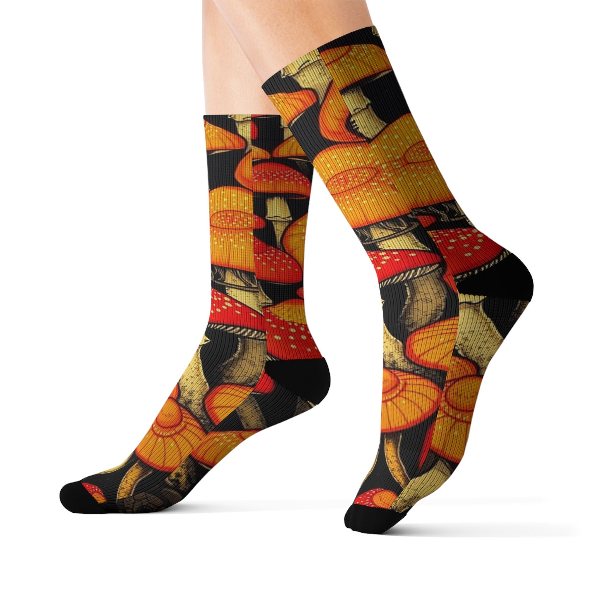 Whimsical Mushroom Socks, Colorful Patterned Socks, Gifts for Nature Lovers, Cozy Everyday Wear, Trendy Sock Collection