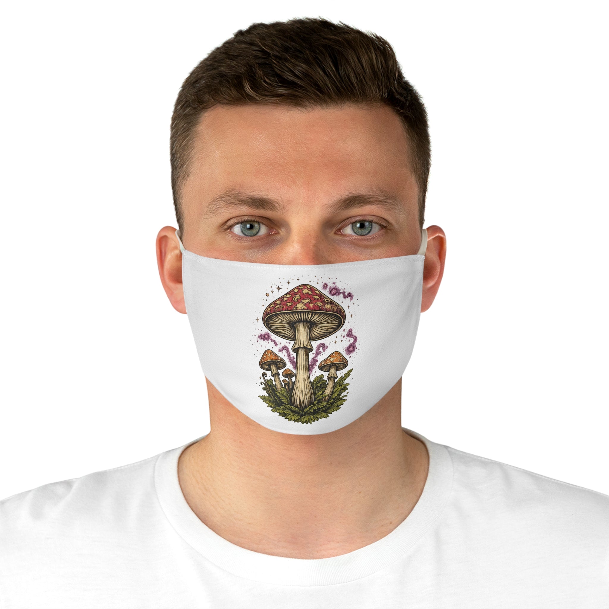 Fabric Face Mask: Mushroom Illustration Fabric Face Mask — Vintage Toadstool Design