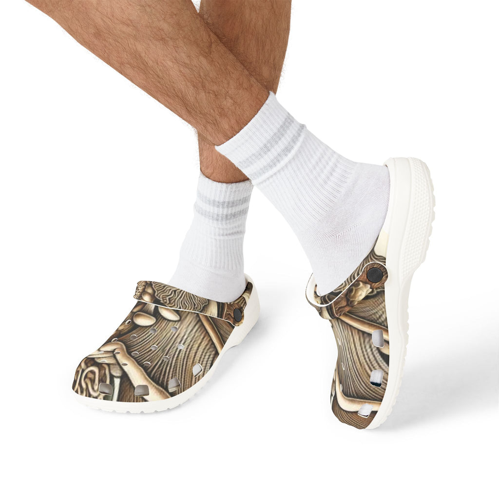 Mushroom Art EVA Clogs — Brown Psychedelic Fungi Clogs