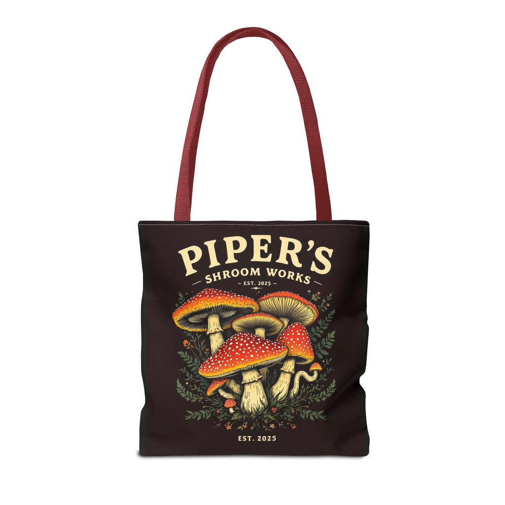 Mushroom Tote Bag — "Piper's Shroom Works" Vintage Fungi Market Shopper