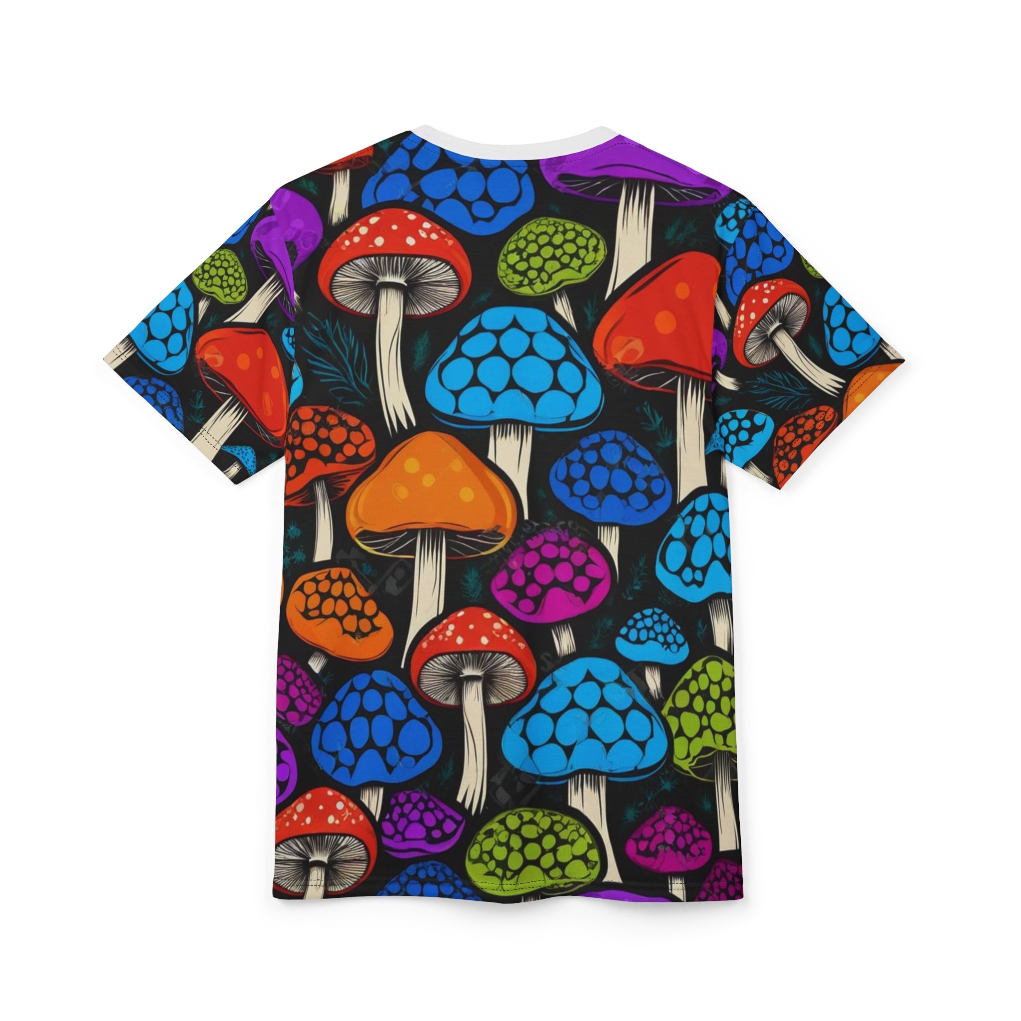 Psychedelic Mushroom All-Over Print Tee — Colorful Trippy Fungi Graphic Shirt