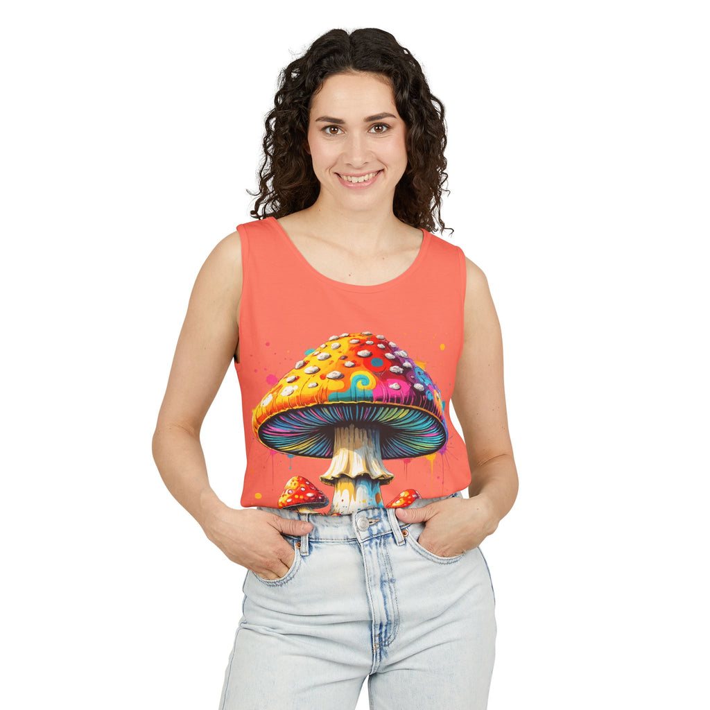City: Portland Mushroom Graphic Tank Top — Colorful Psychedelic Fungi Design