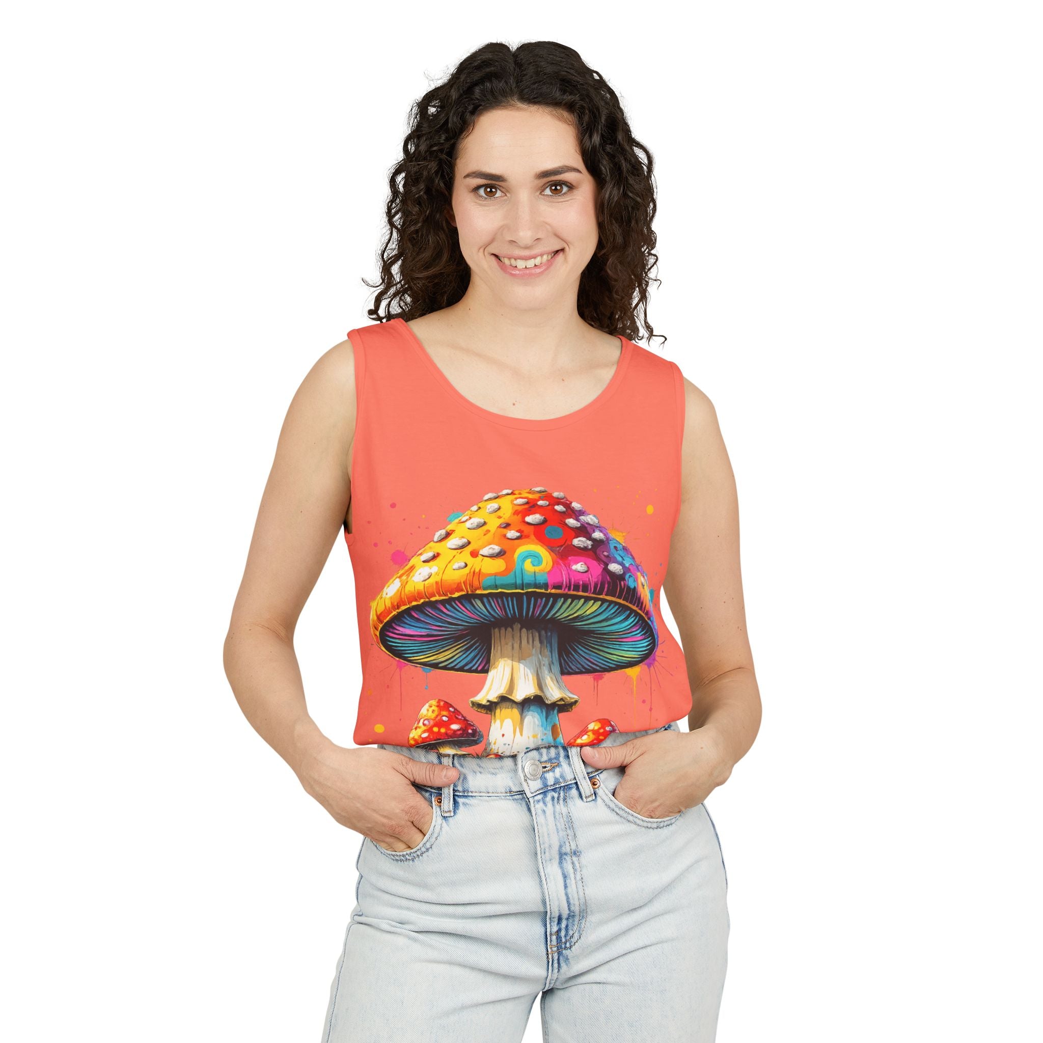 City: Portland Mushroom Graphic Tank Top — Colorful Psychedelic Fungi Design