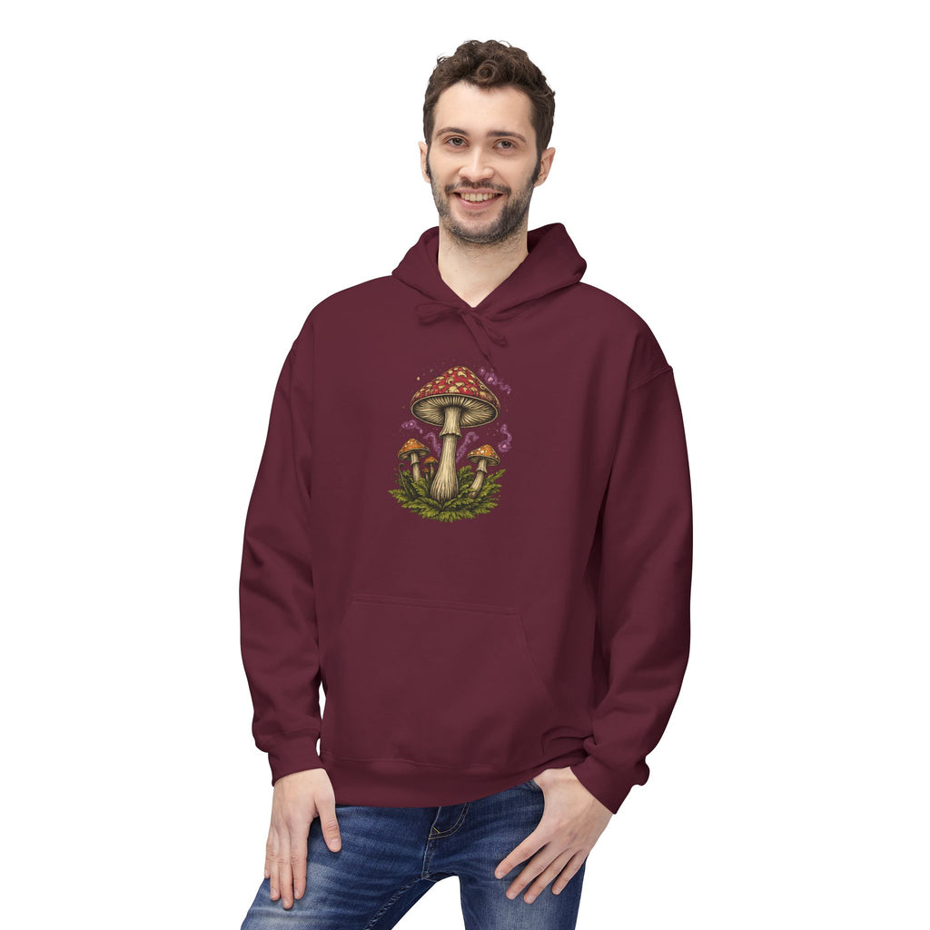 Mushroom Art Hoodie — Botanical Foraging Graphic Pullover