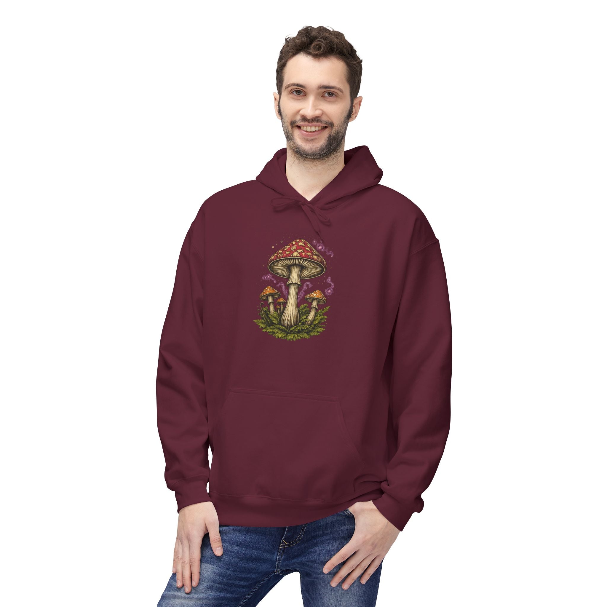 Mushroom Art Hoodie — Botanical Foraging Graphic Pullover
