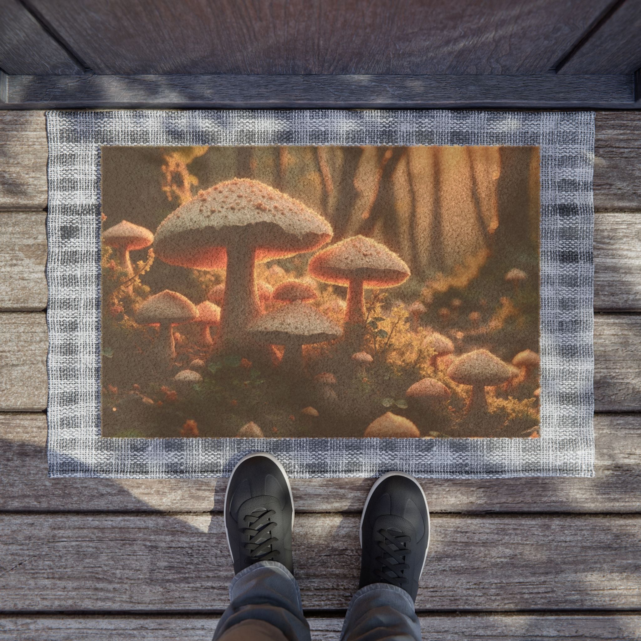 Mushroom Forest Doormat — Cozy Woodland Welcome Mat