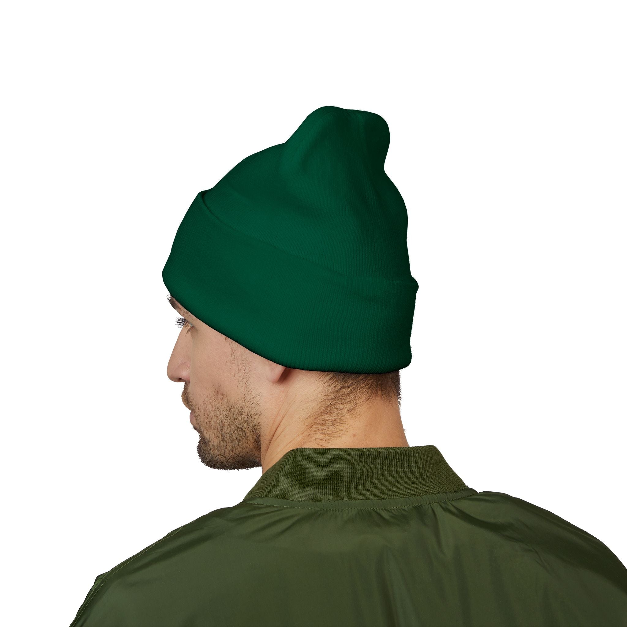 Beanie: Embroidered Colorful Mushroom Beanie — Cute Cuffed Knit Hat