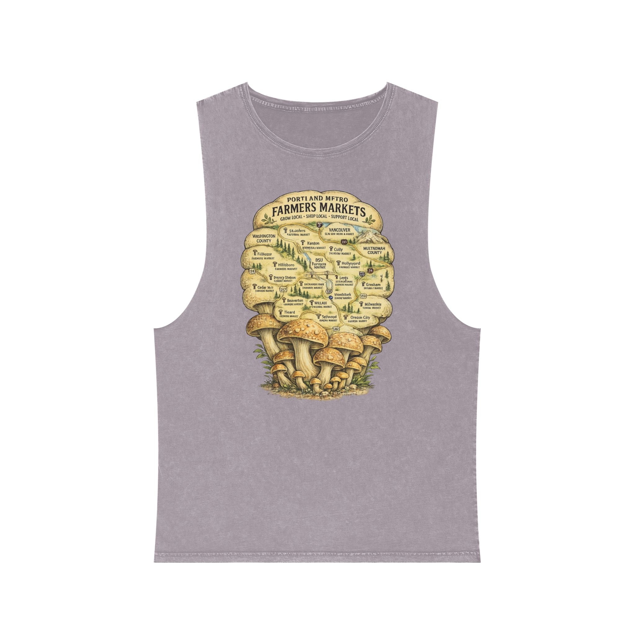 Portland Mushroom Festival Tank — Farmers Markets Map Stonewash Tank