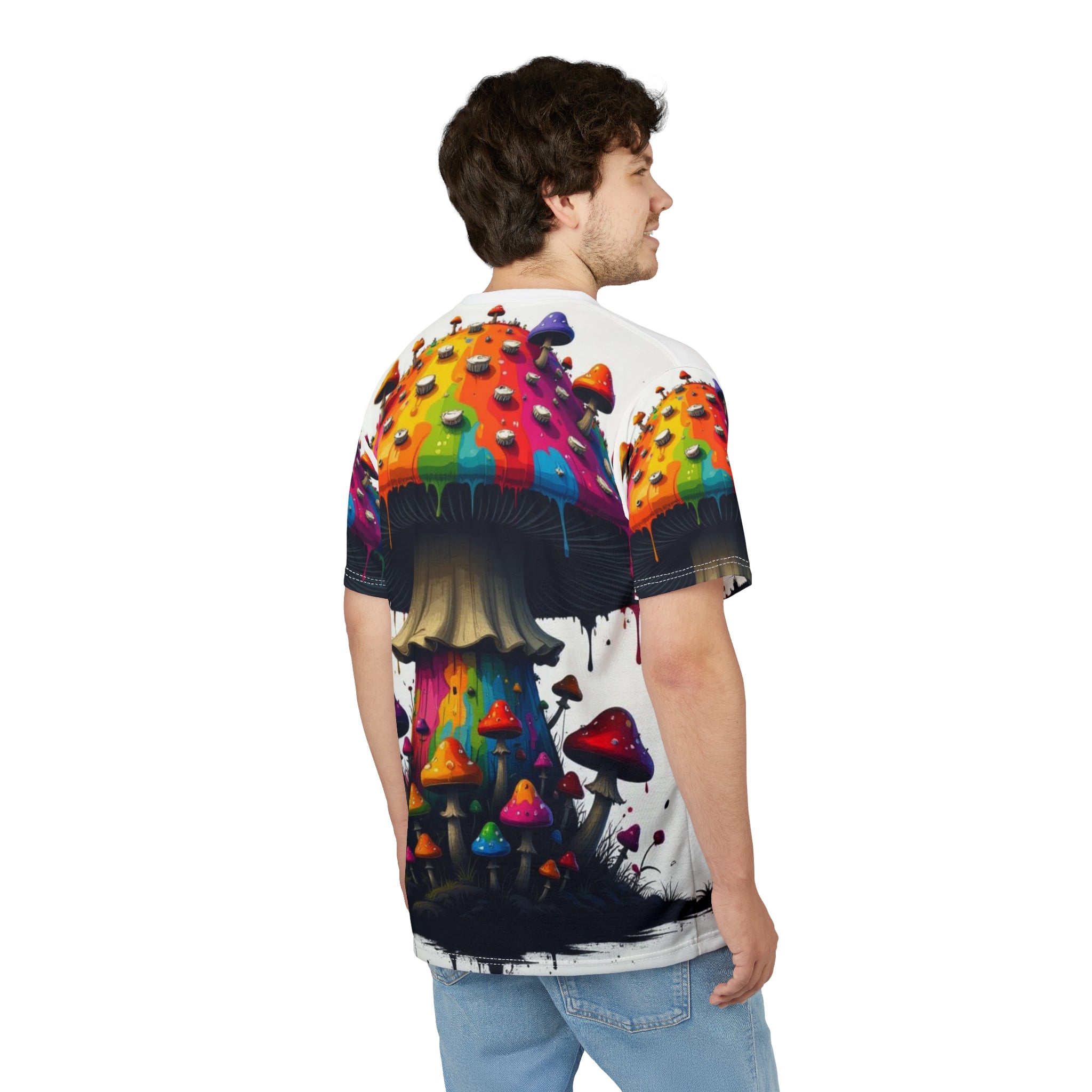 Psychedelic Rainbow Mushroom Tee — All-Over Print