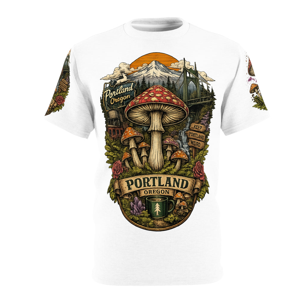 City: Portland Mushroom Scenic Tee — Portland Oregon Nature Graphic T-Shirt