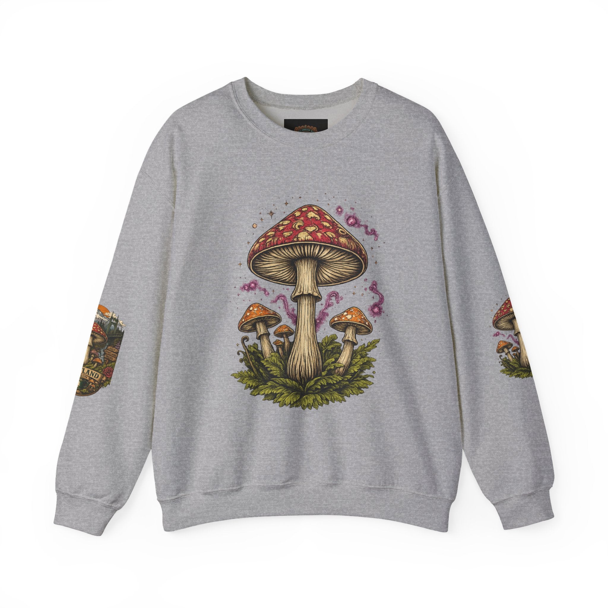 City: Portland Mushroom Crewneck Sweatshirt Vintage Psychedelic Fungi Graphic