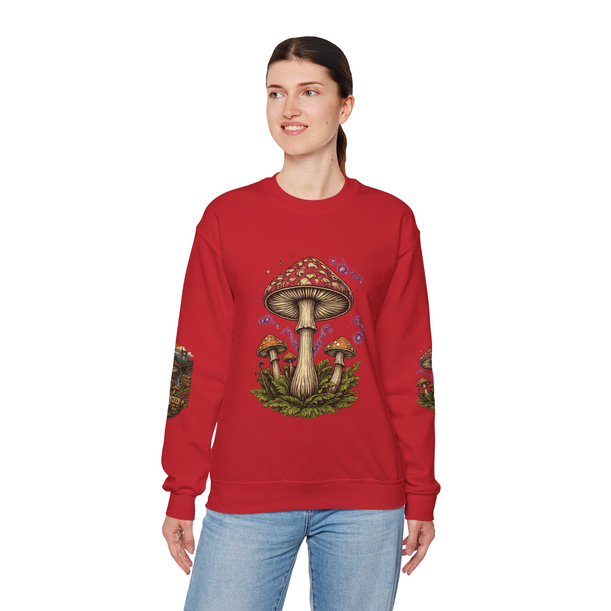 City: Portland Mushroom Crewneck Sweatshirt Vintage Psychedelic Fungi Graphic