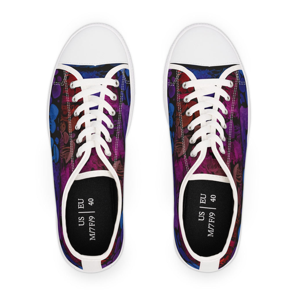 Women's Low Top Sneakers — Purple Skull Pattern Casual Canvas Shoes