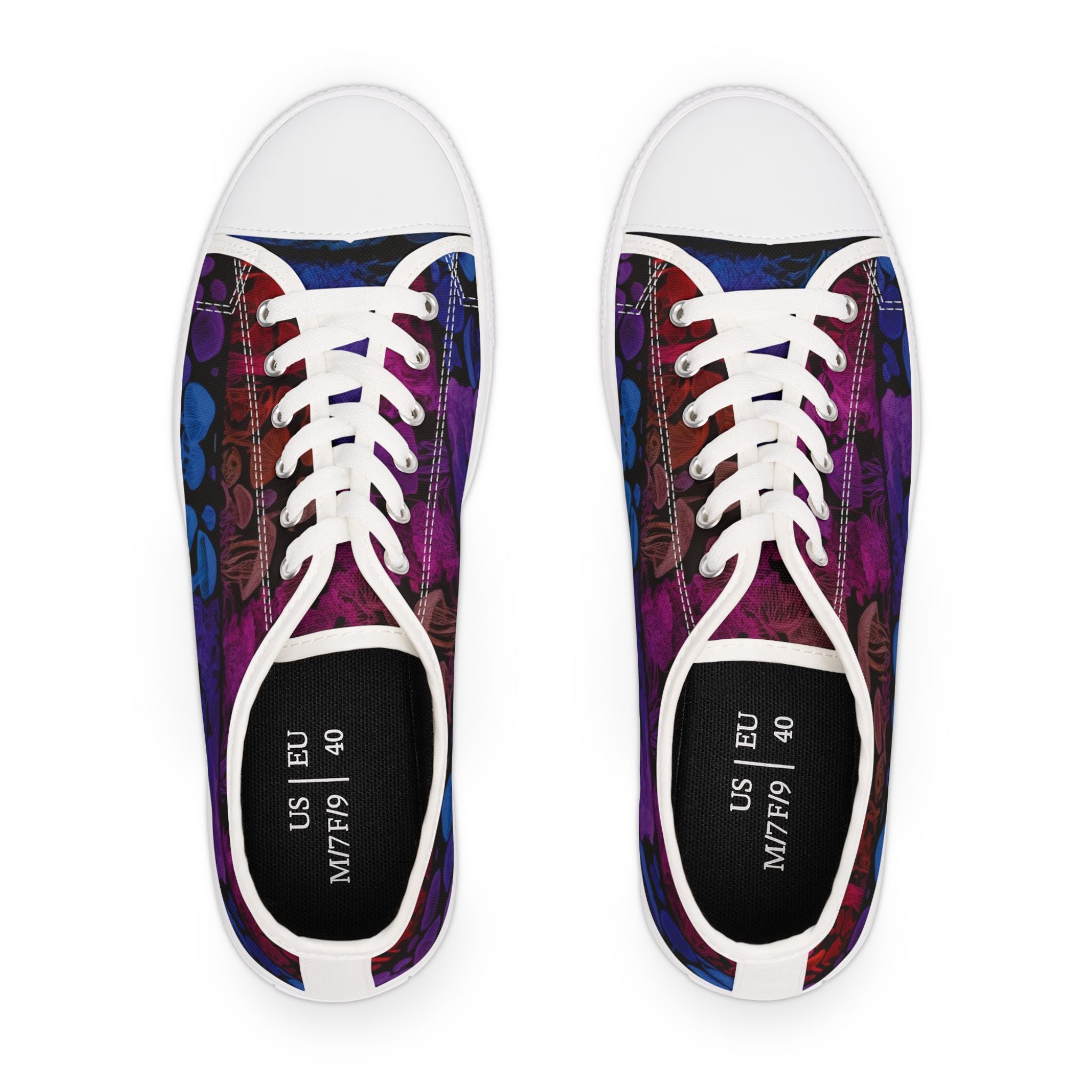 Women's Low Top Sneakers — Purple Skull Pattern Casual Canvas Shoes