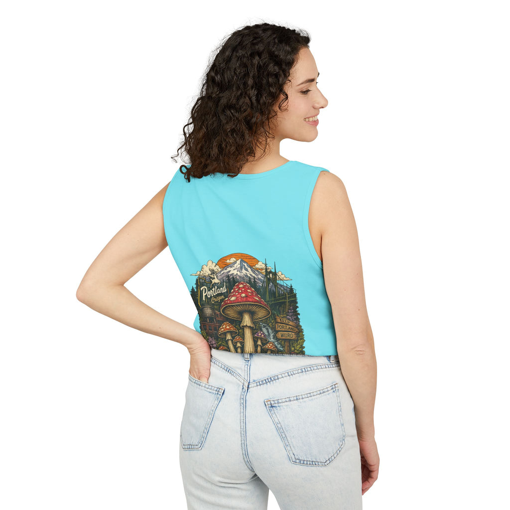 City: Portland Mushroom Graphic Tank Top — Colorful Psychedelic Fungi Design