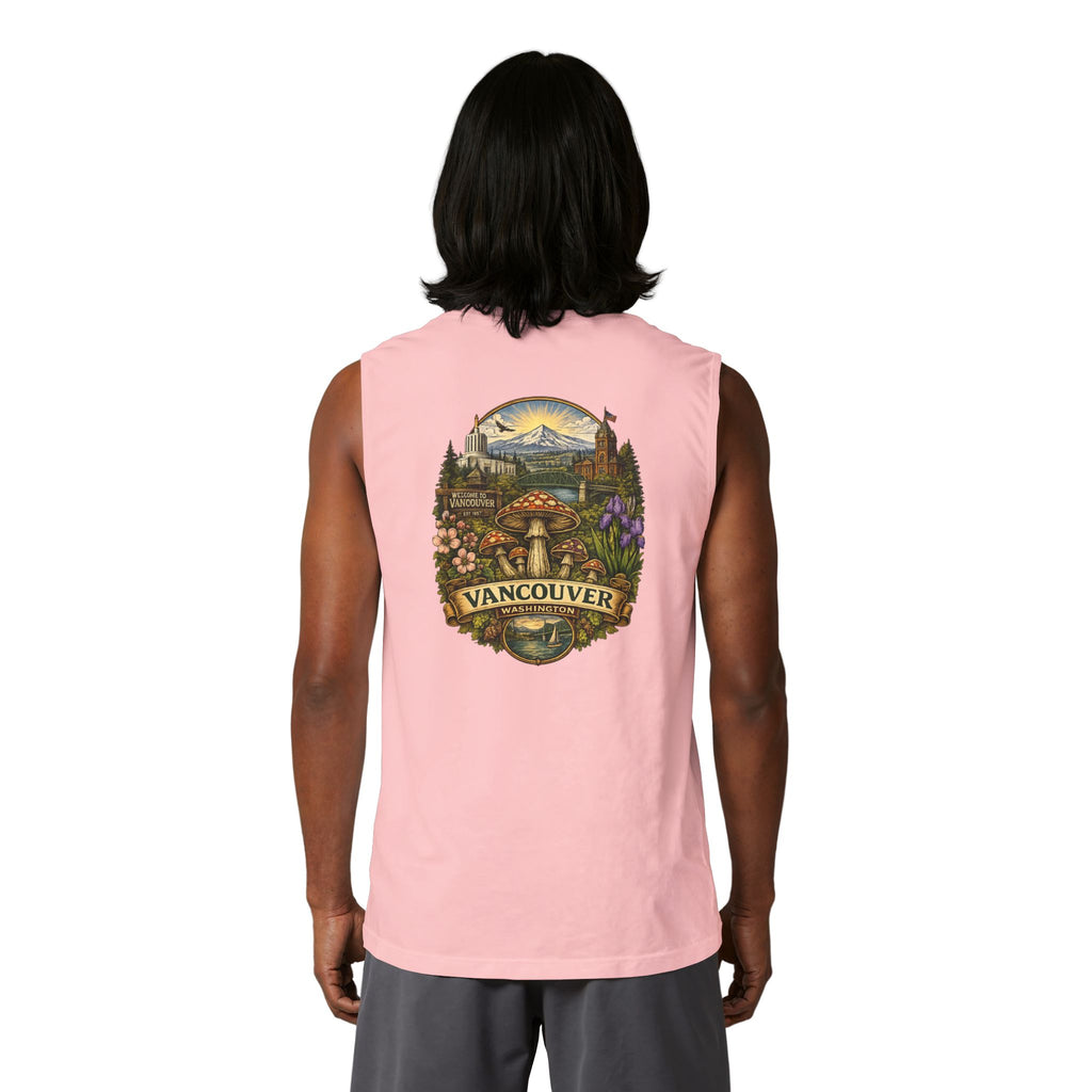 City: Vancouver Mushroom Tank Top — Colorful Psychedelic Fungi Graphic Muscle Tee
