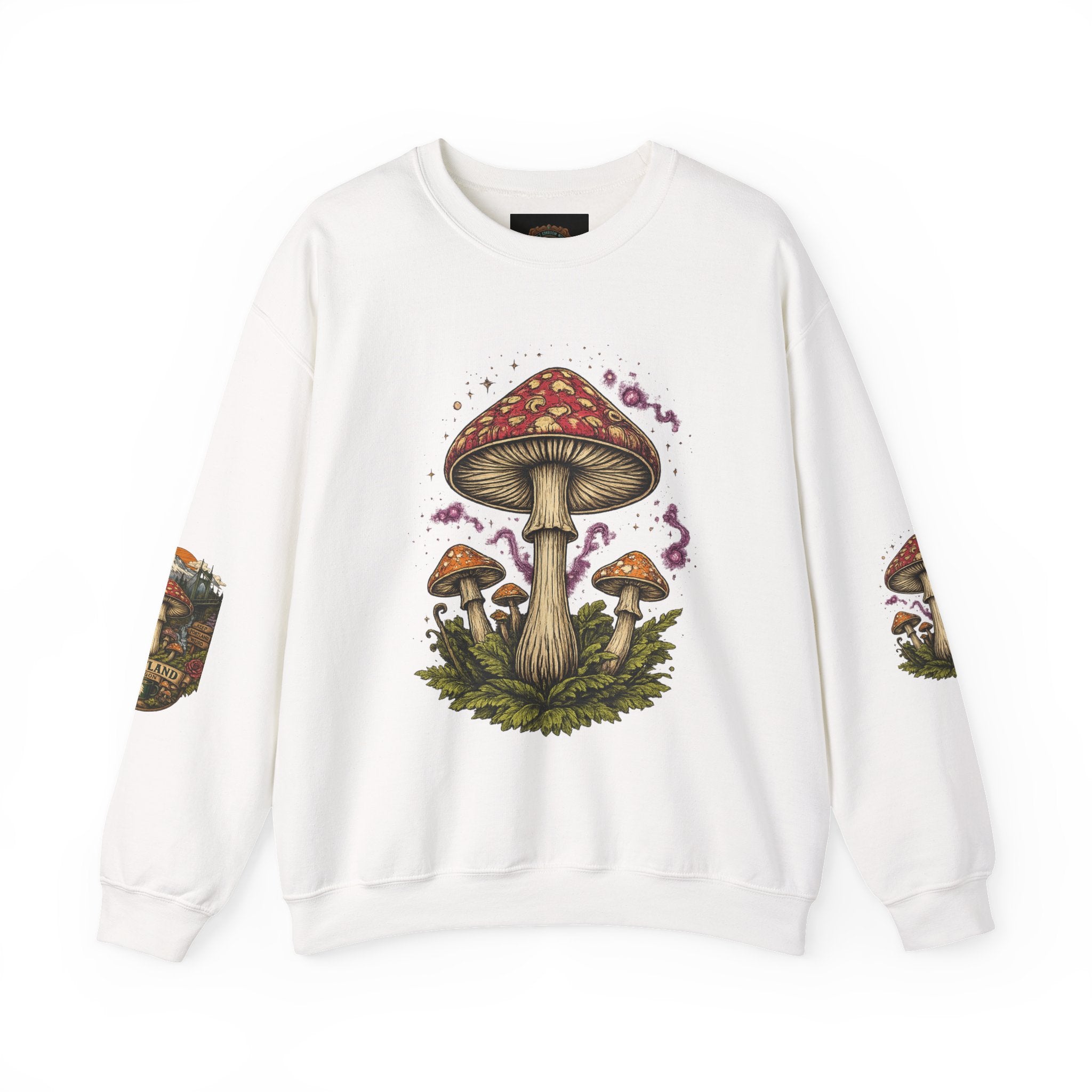 City: Portland Mushroom Crewneck Sweatshirt Vintage Psychedelic Fungi Graphic