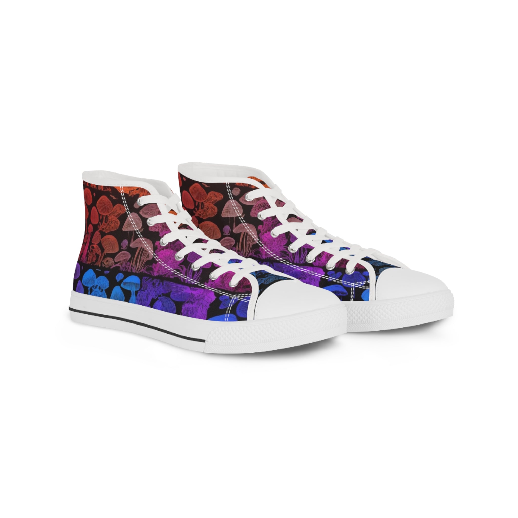 High Top Sneakers — Vibrant Floral Gradient Canvas Shoes