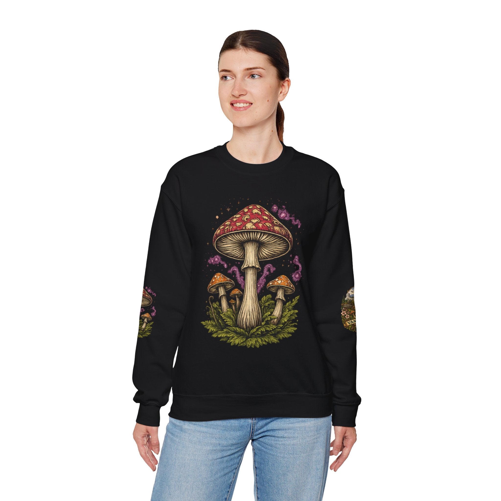 City:  Vancouver Crewneck Sweatshirt — Scenic Pacific Northwest Fungi Design