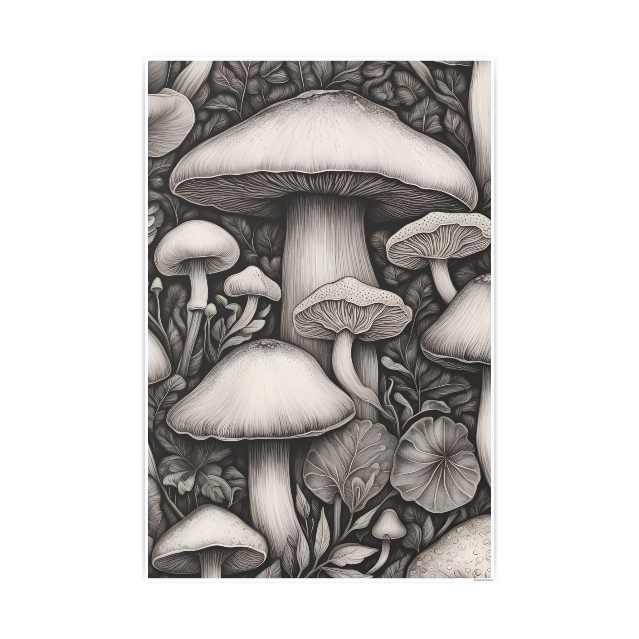 Poster: Mushroom Illustration Poster — Botanical Fungi Art Print