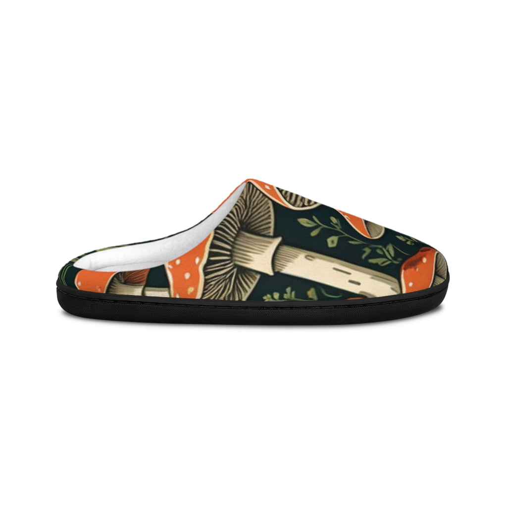 Mushroom Pattern Men's Indoor Slippers – Cozy Forest Fungi Design