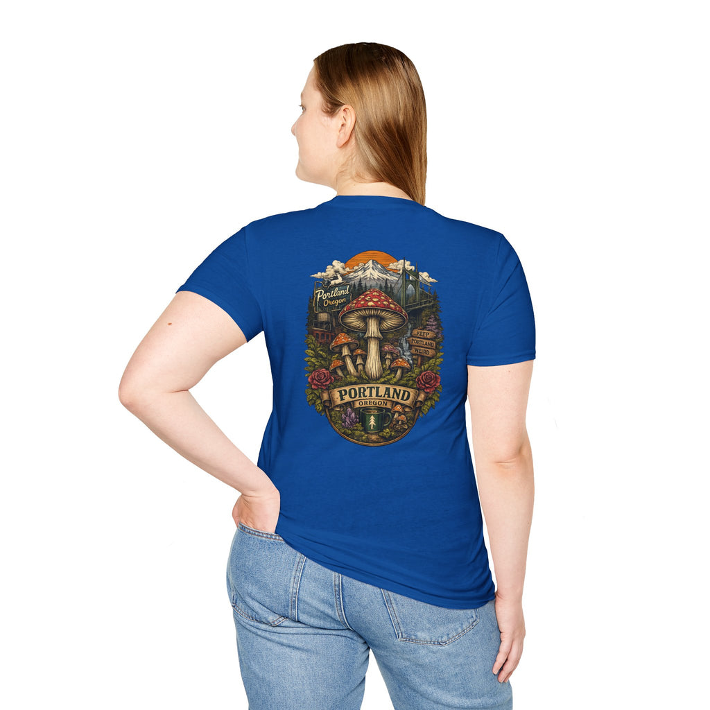 City: Portland Mushroom Magic T-Shirt — Vintage Red Toadstool Illustration