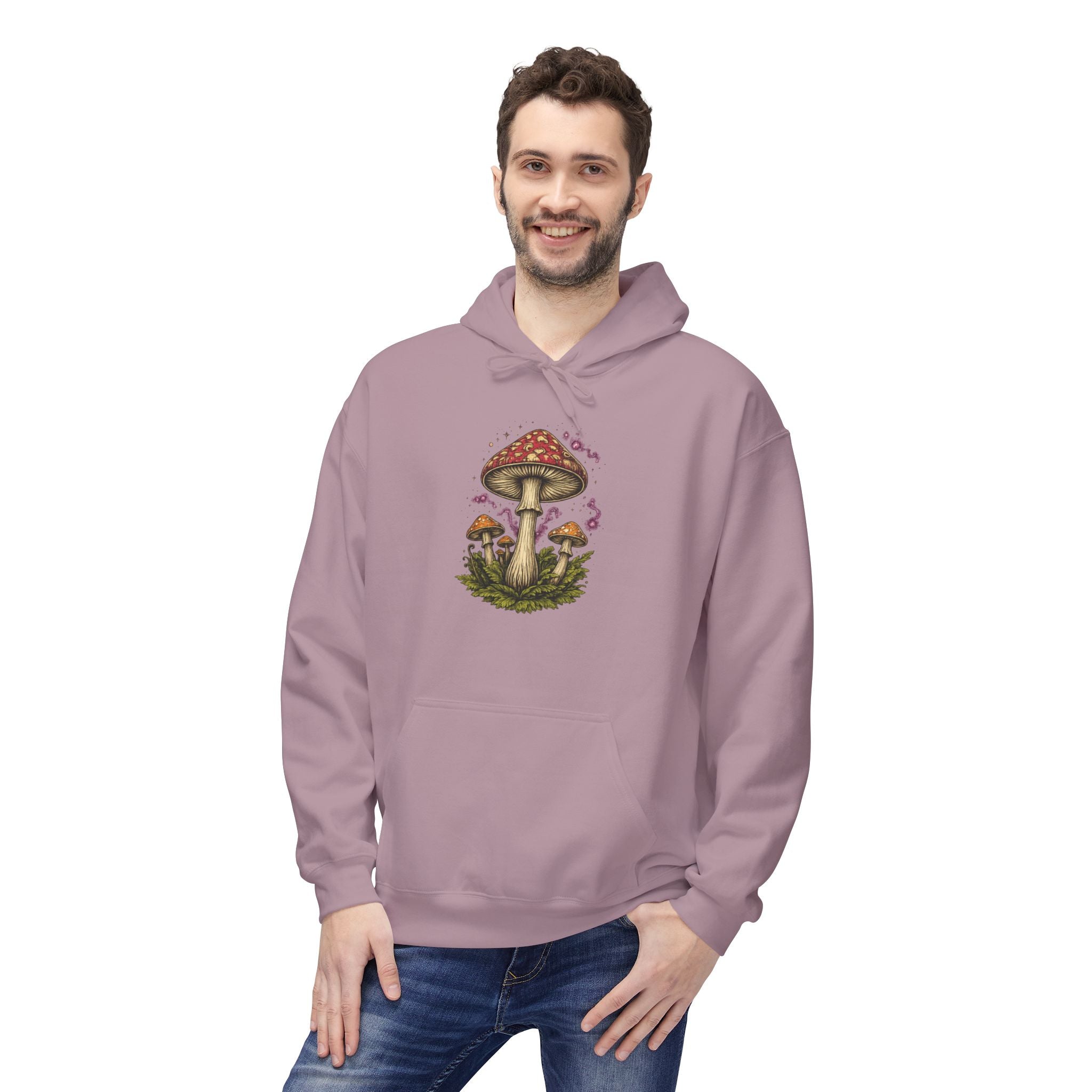 Mushroom Art Hoodie — Botanical Foraging Graphic Pullover