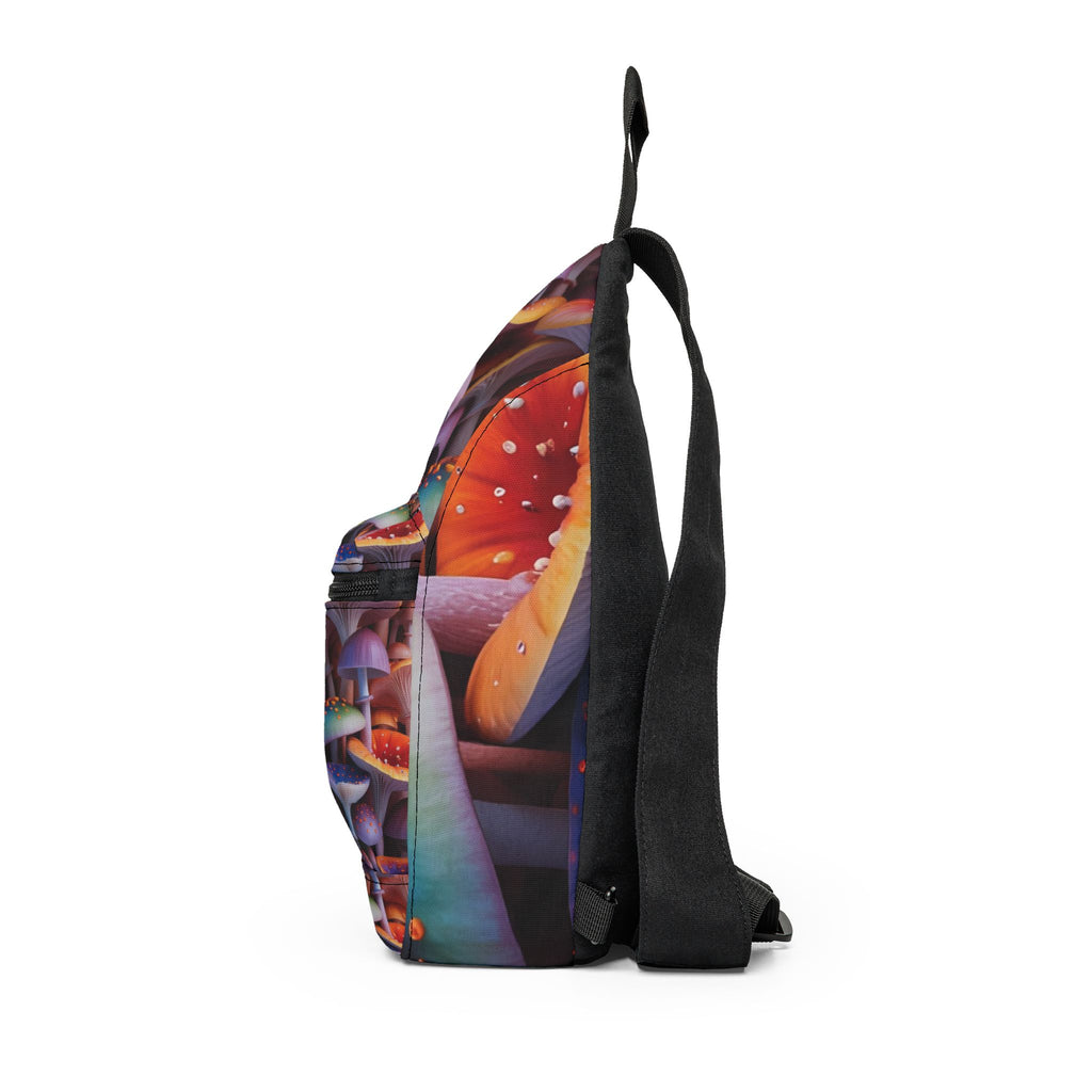 Sling Bag: Psychedelic Mushroom Sling Bag — Colorful Trippy Fungi Crossbody