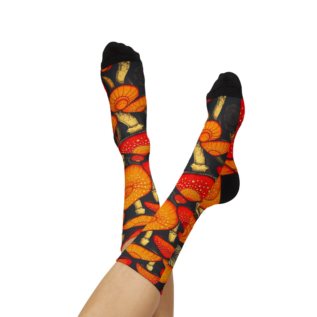 Whimsical Mushroom Socks, Colorful Patterned Socks, Gifts for Nature Lovers, Cozy Everyday Wear, Trendy Sock Collection
