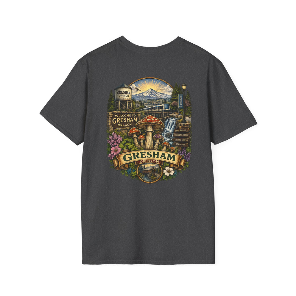 City: Gresham Psychedelic Mushroom Graphic T-Shirt — Red Amanita Illustration