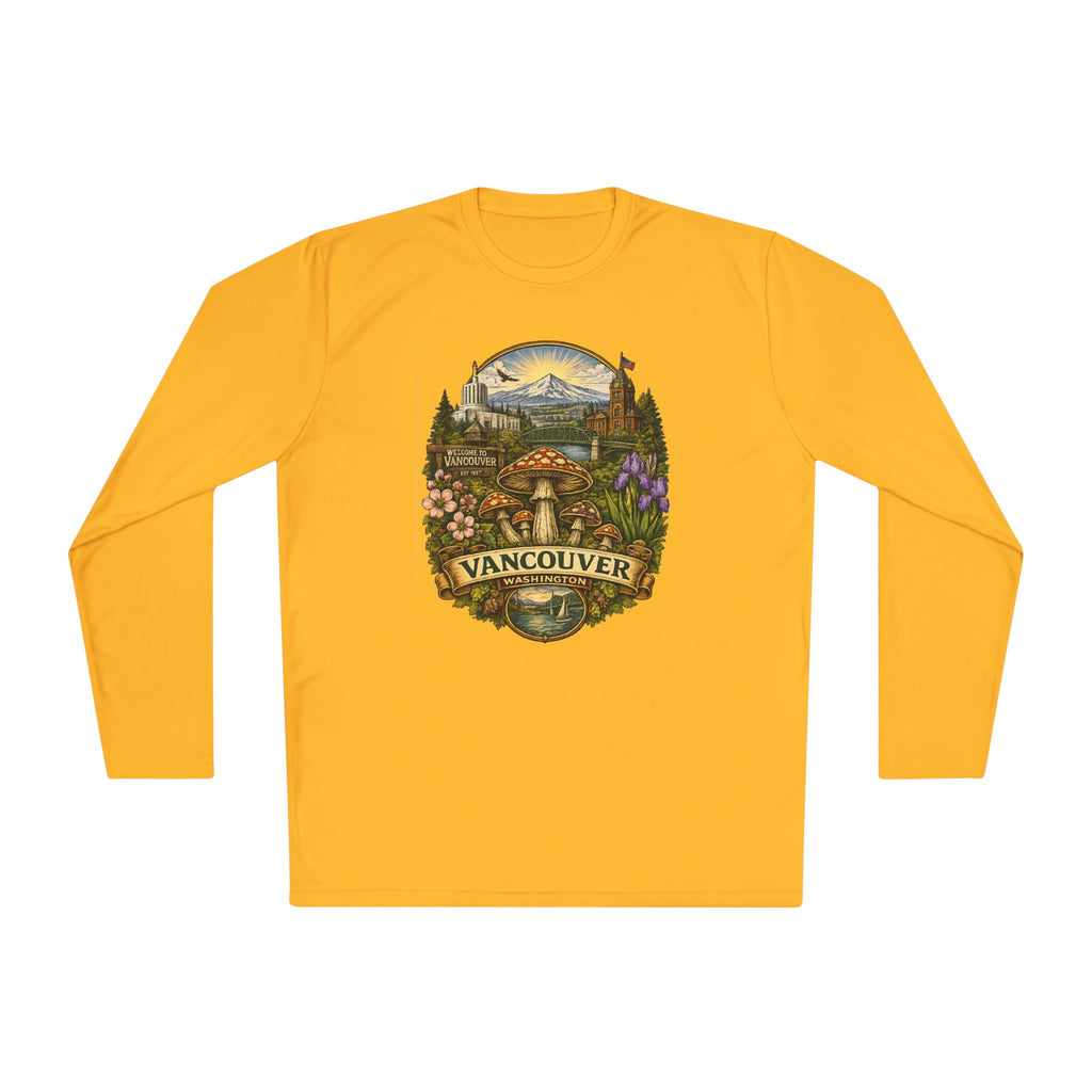 Vancouver Nature Long Sleeve Tee — Scenic Mountains & Mushroom Art