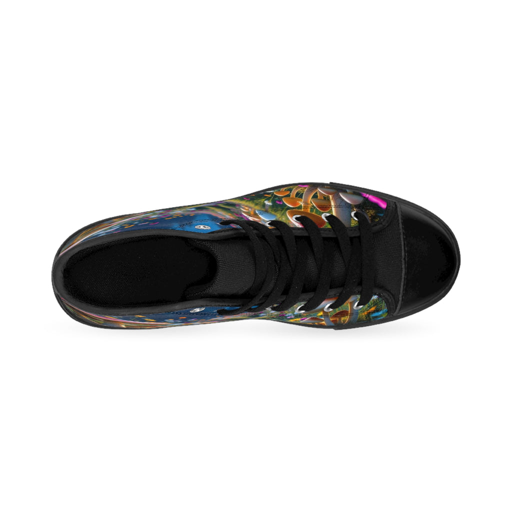 Zapatillas altas — Zapatos informales de mujer con diseño de bosque de hongos de neón