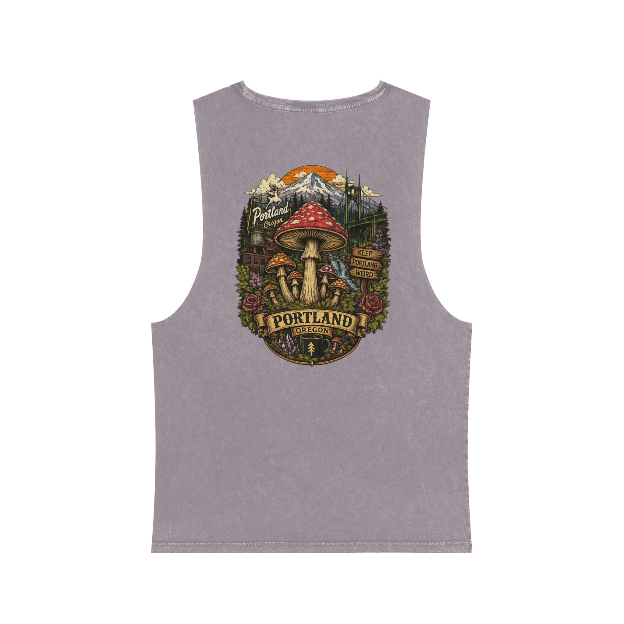 Portland Mushroom Festival Tank — Farmers Markets Map Stonewash Tank