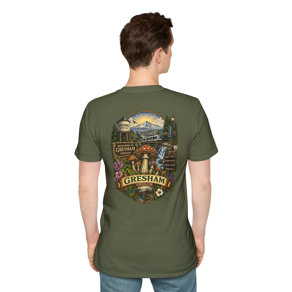 City: Gresham Psychedelic Mushroom Graphic T-Shirt — Red Amanita Illustration