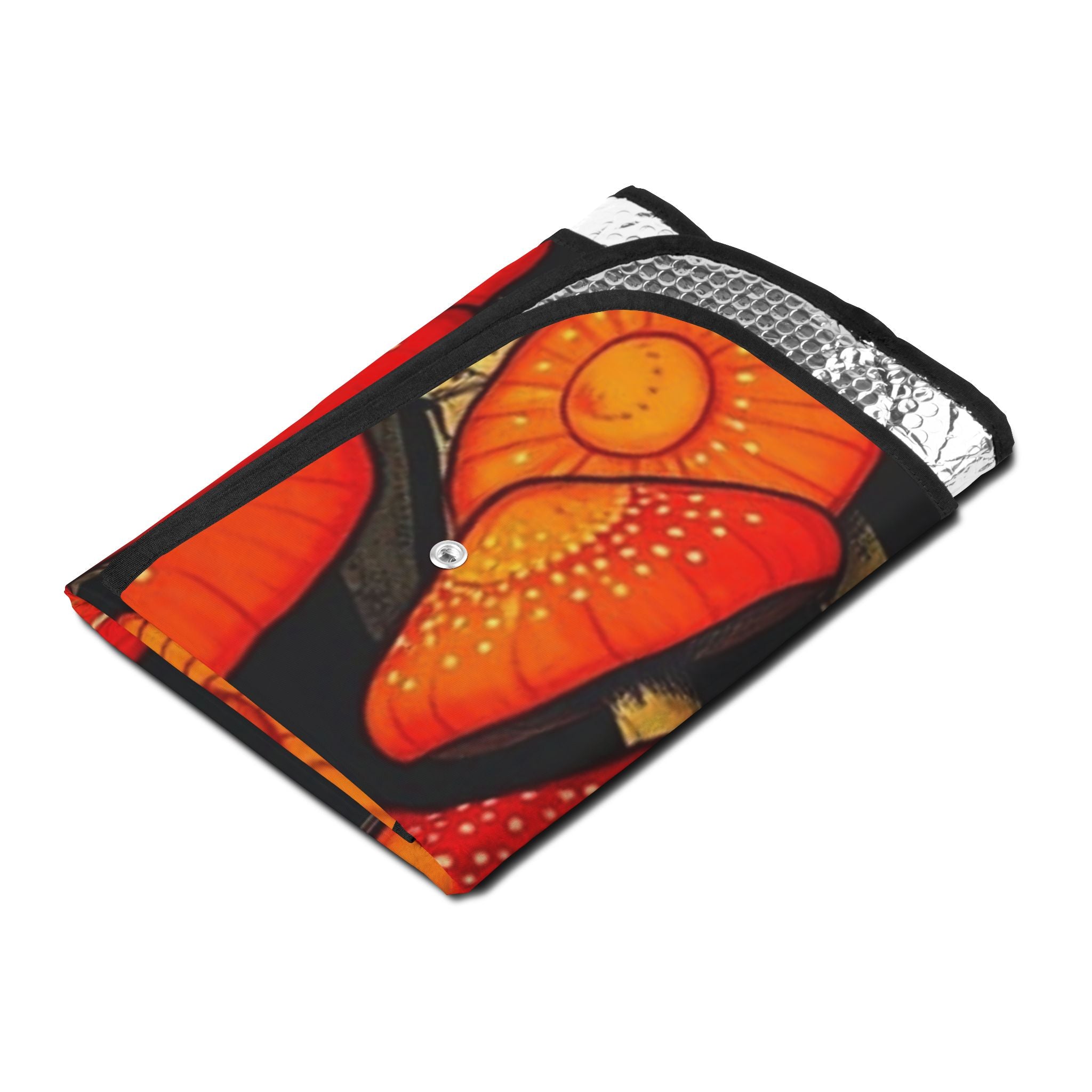 Mushroom Pattern Car Sun Shade – Retro Orange Toadstool Windshield Protector