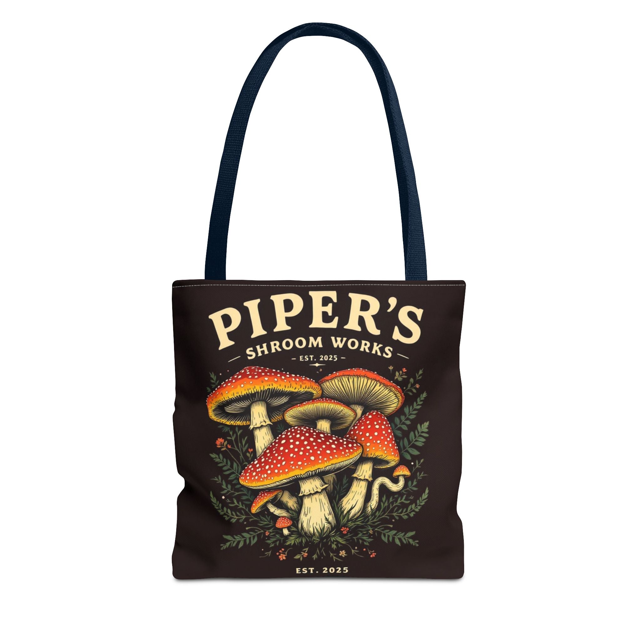 Mushroom Tote Bag — "Piper's Shroom Works" Vintage Fungi Market Shopper