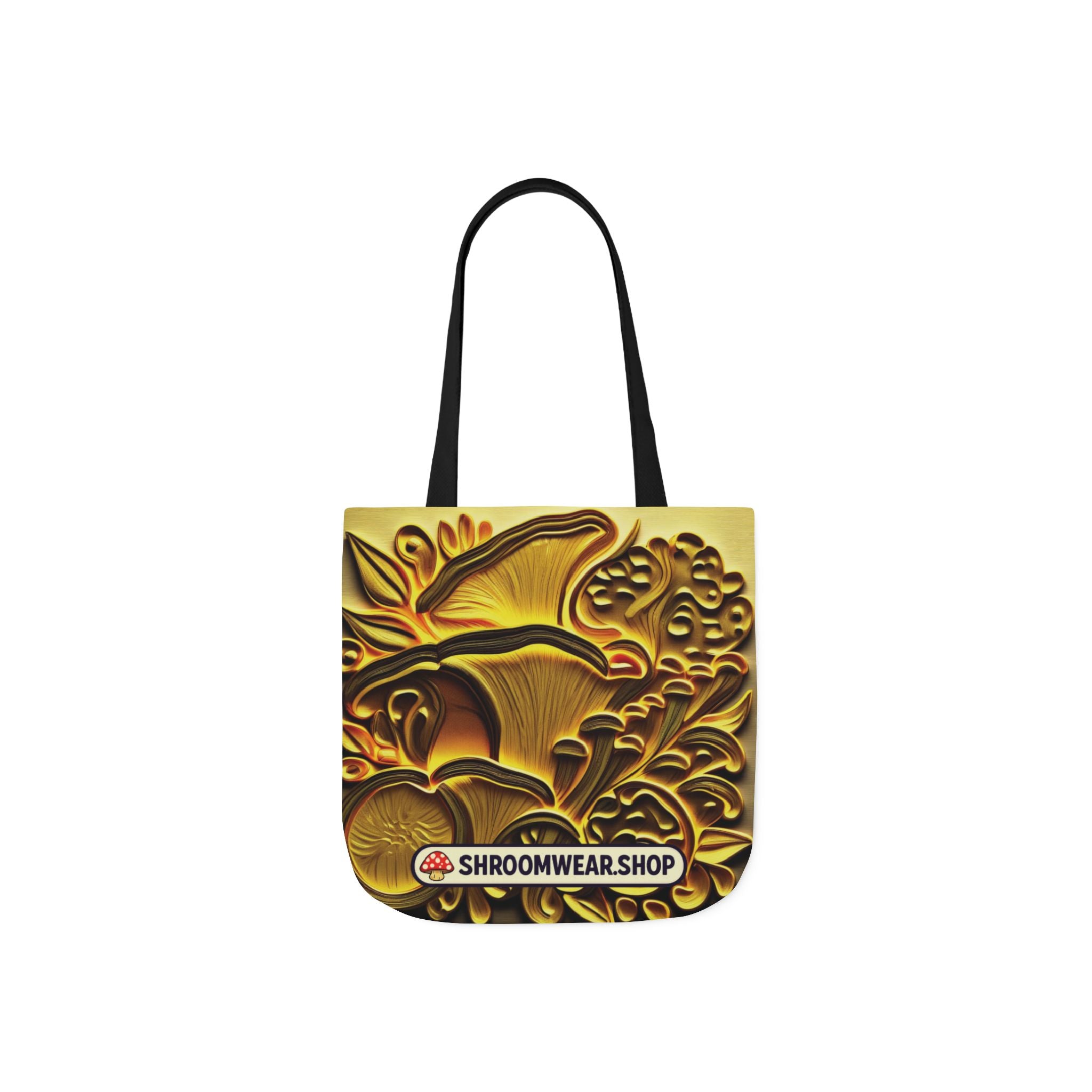 Tote Bag : Golden Mushroom Canvas Tote Bag — Psychedelic Fungi Art Tote