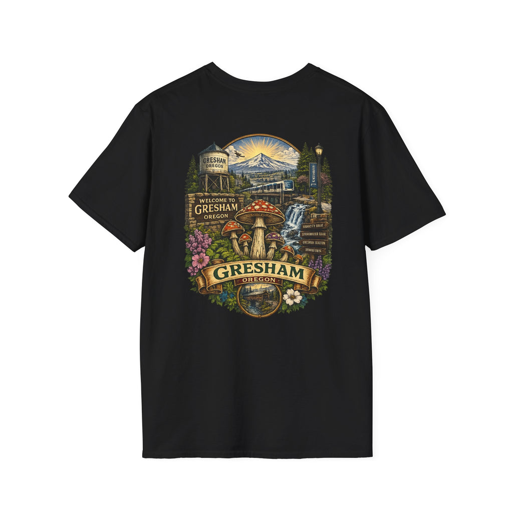 City: Gresham Psychedelic Mushroom Graphic T-Shirt — Red Amanita Illustration