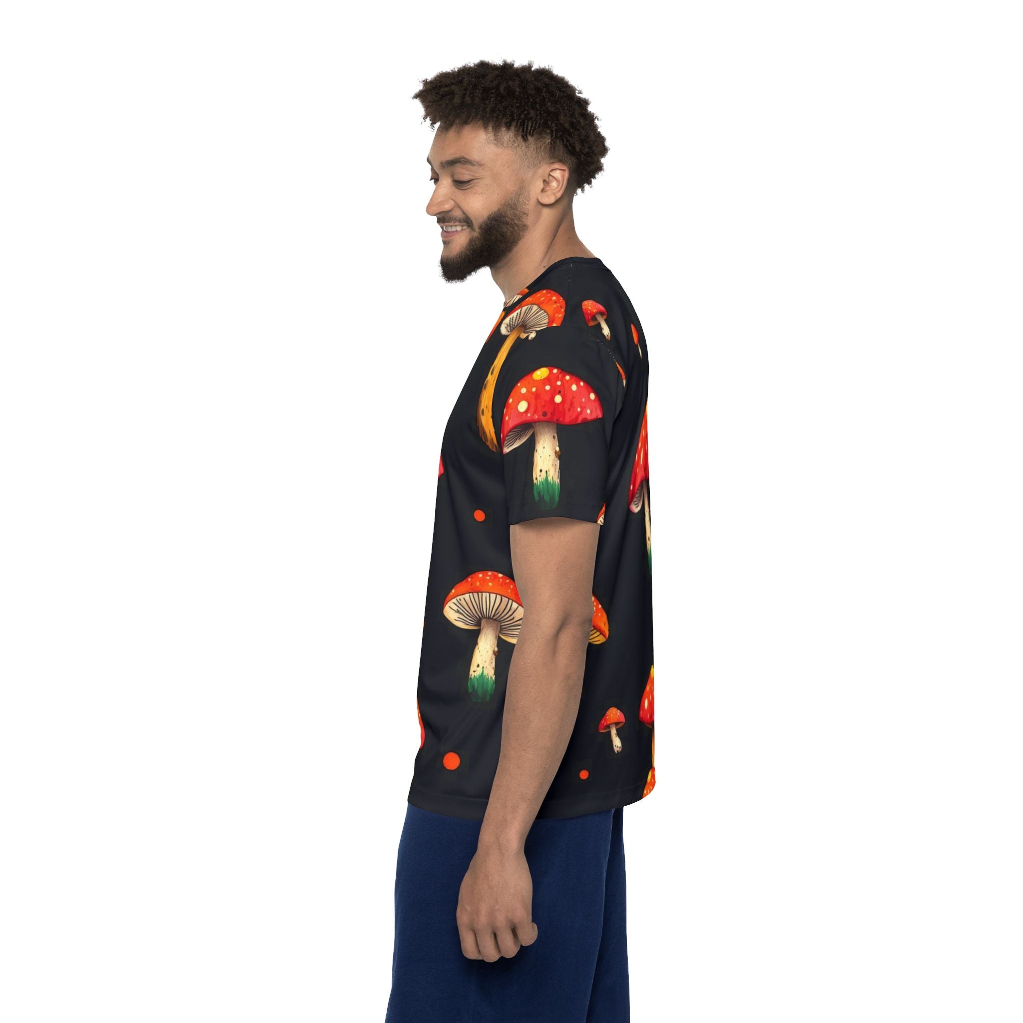 Men's Mushroom Print Sports Jersey — Red Toadstool All-Over Graphic Tee