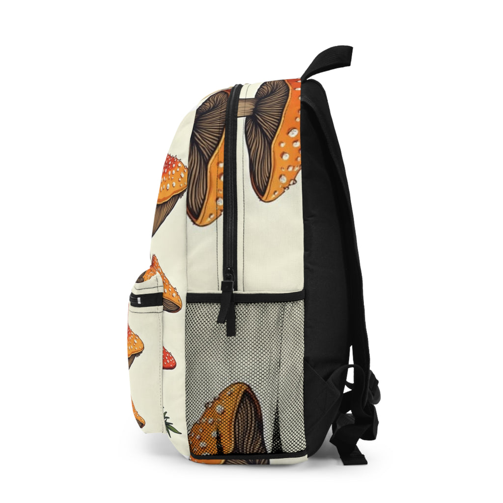 Mushroom Pattern Backpack – Whimsical Toadstool Print Travel Bag