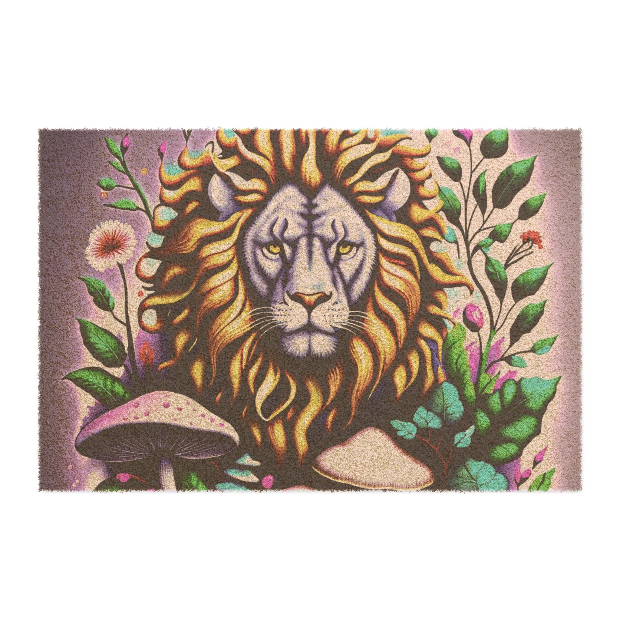 Lion Floral Doormat – Decorative Outdoor/Indoor Welcome Mat