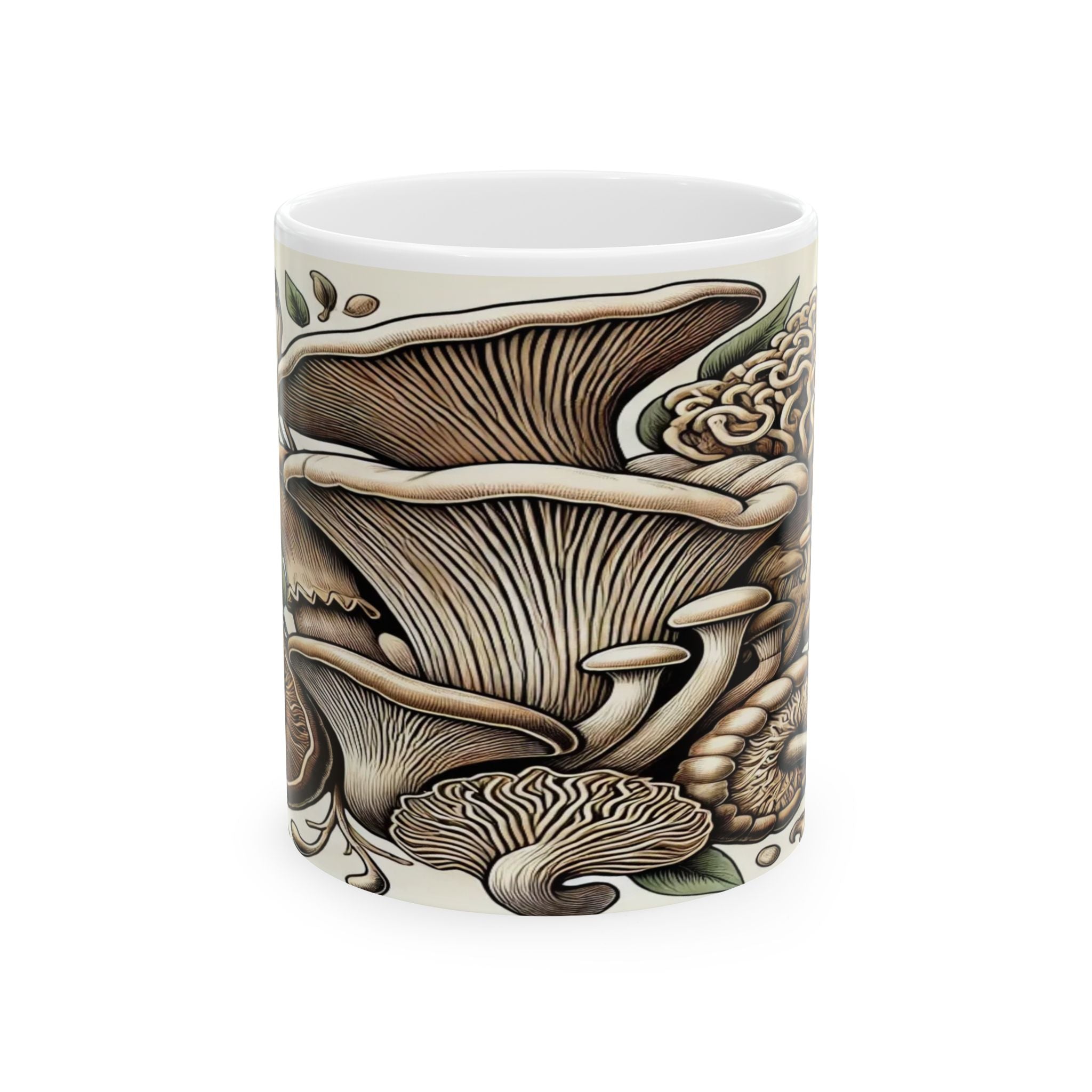 Mug: Mushroom Botanical Ceramic Mug — Earthy Foraged Fungi Art (11oz, 15oz)