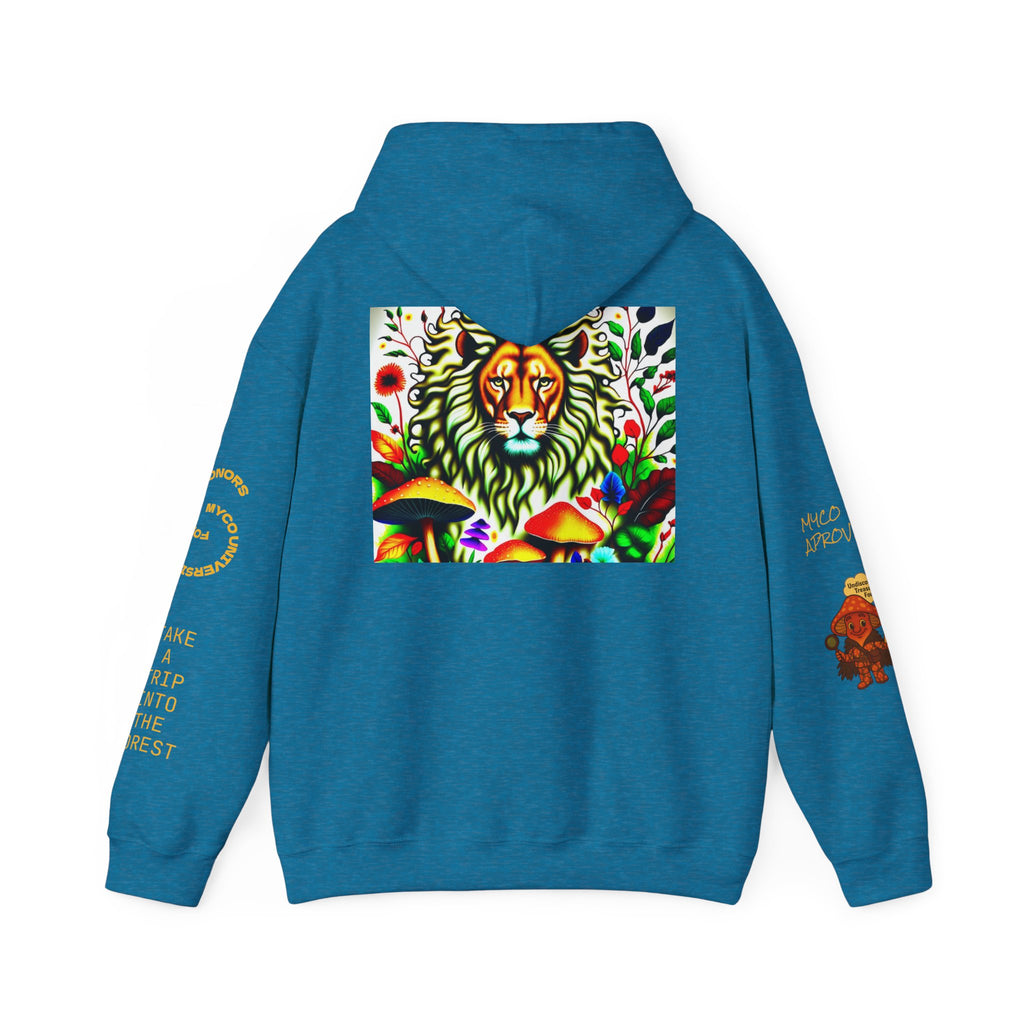 Myco University Lion & Mushroom Hoodie — Psychedelic Lion Graphic Pullover