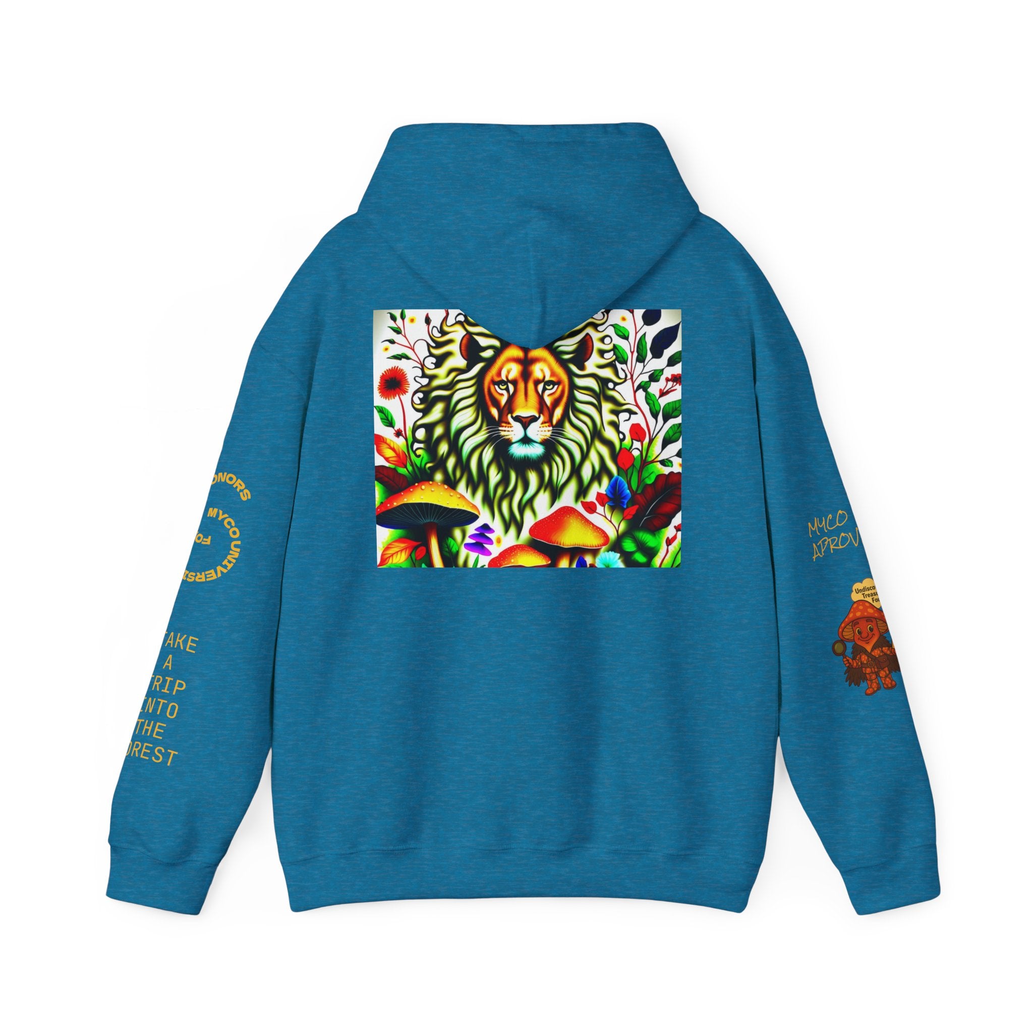 Myco University Lion & Mushroom Hoodie — Psychedelic Lion Graphic Pullover