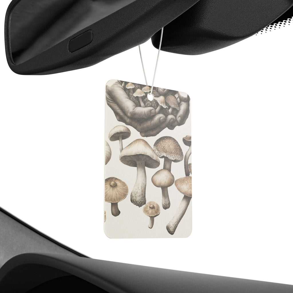 Mushroom Illustration Car Air Freshener — Vintage Botanical Scent Tag