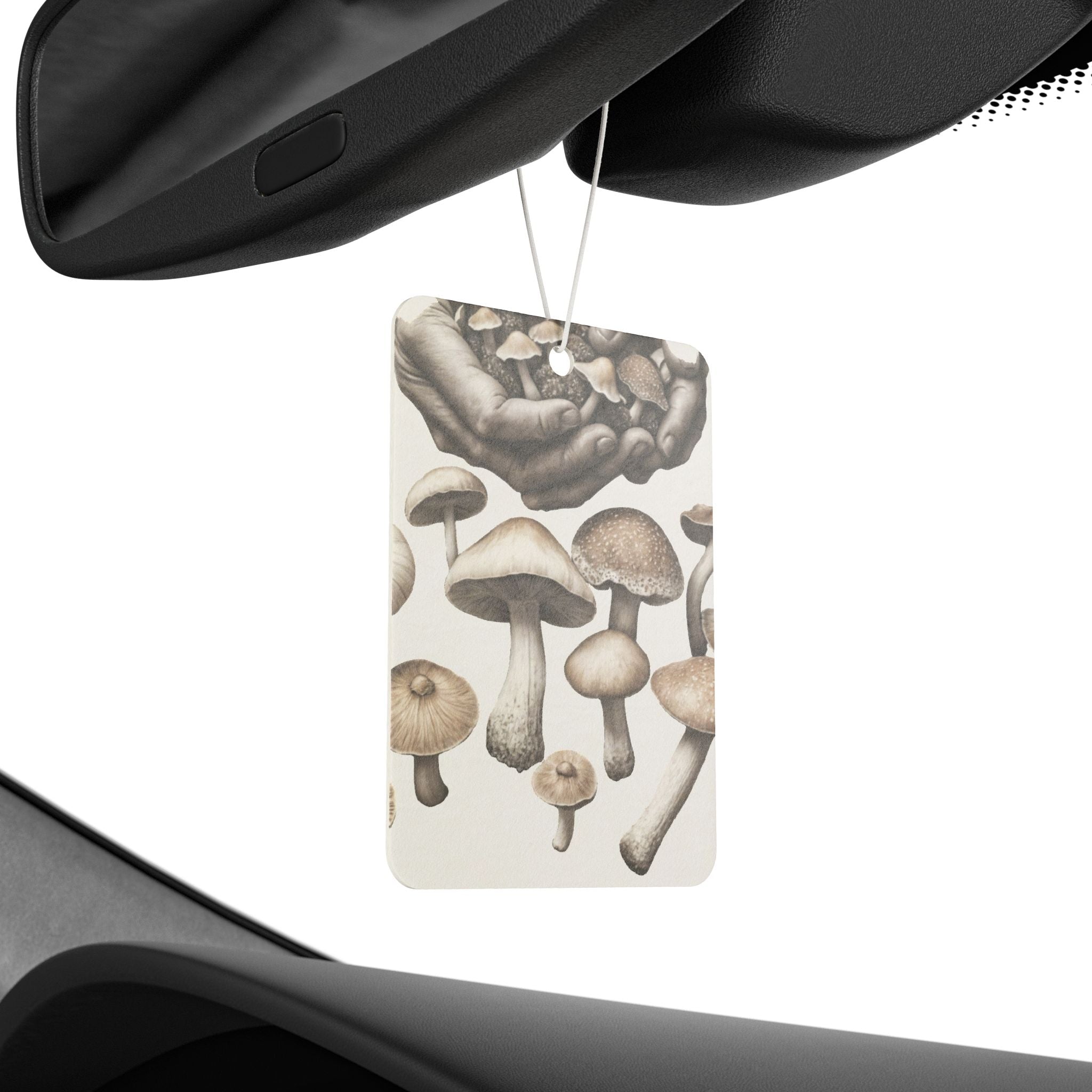 Mushroom Illustration Car Air Freshener — Vintage Botanical Scent Tag
