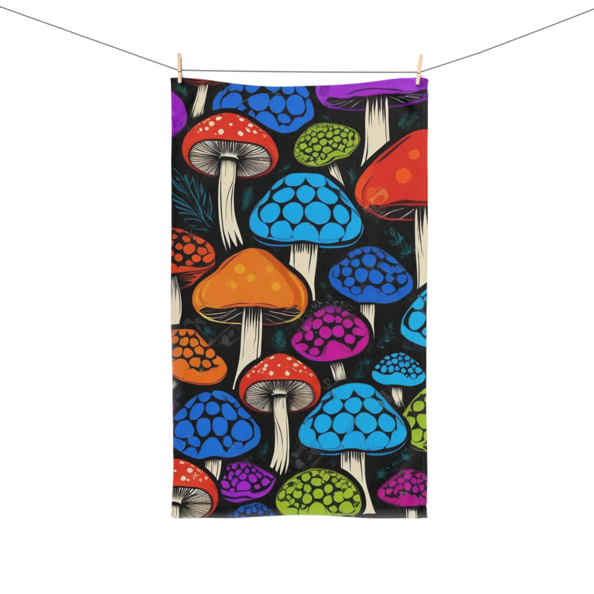 Psychedelic Mushrooms Kitchen Hand Towel - Colorful Fungi Kitchen & Bath Towel